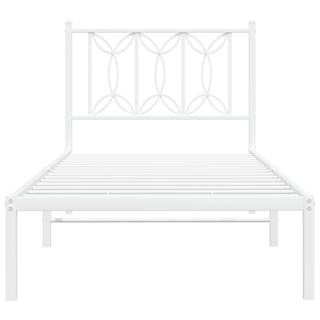 vidaXL Metal Bed Frame without Mattress with Headboard White 90x200cm 4
