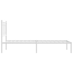 vidaXL Metal Bed Frame without Mattress with Headboard White 90x200cm 5