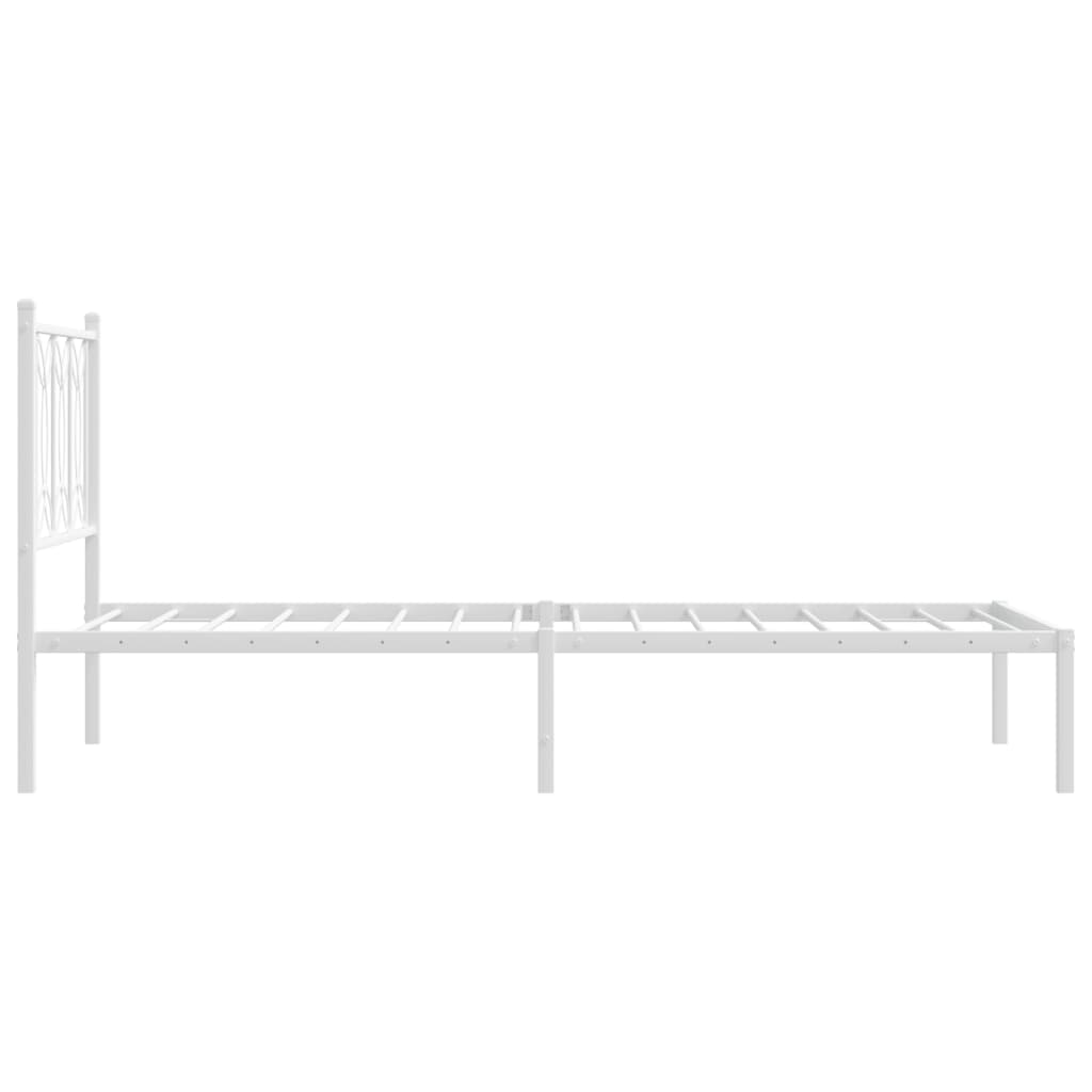 Metal Bed Frame without Mattress with Headboard White 90 cm 200 cm