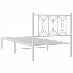 vidaXL Metal Bed Frame without Mattress with Headboard White 90x200cm 6