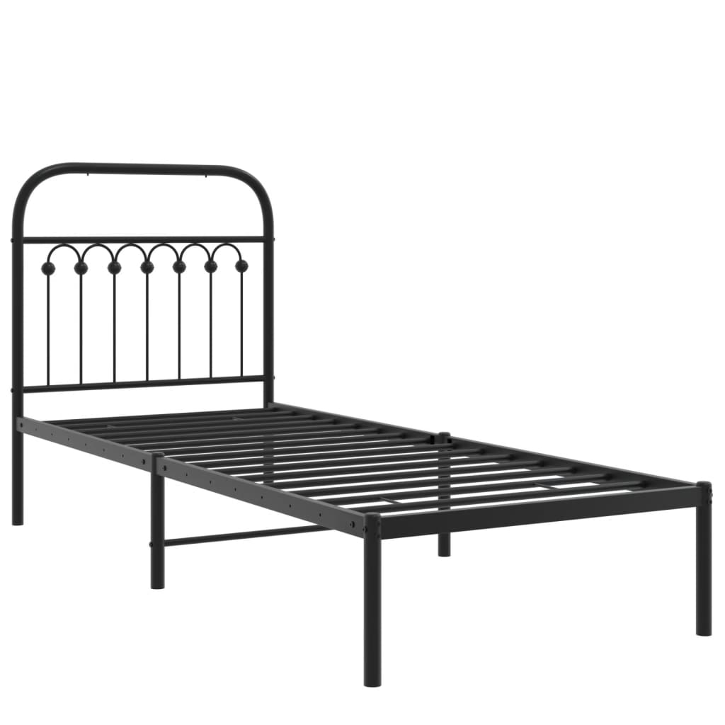 vidaXL Metal Bed Frame without Mattress with Headboard Black 80x200cm 3