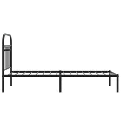 vidaXL Metal Bed Frame without Mattress with Headboard Black 80x200cm 5