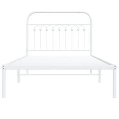 vidaXL Metal Bed Frame without Mattress with Headboard White 100x190cm 4
