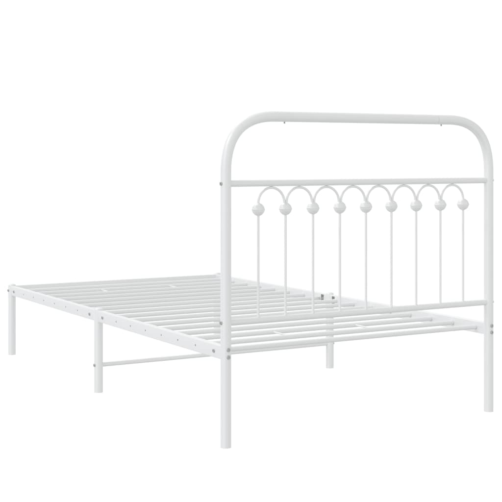 vidaXL Metal Bed Frame without Mattress with Headboard White 100x190cm 6
