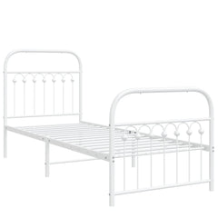 vidaXL Metal Bed Frame without Mattress with Footboard White 75x190cm 3