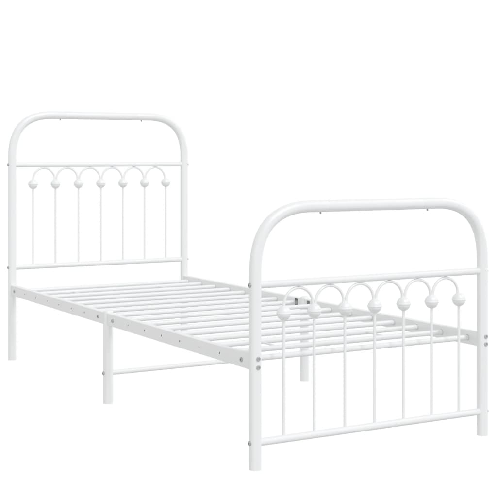 Metal Bed Frame without Mattress with Footboard with Headboard & Footboard White 75 cm 190 cm