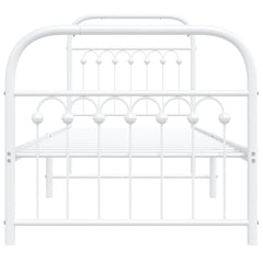 vidaXL Metal Bed Frame without Mattress with Footboard White 75x190cm 4