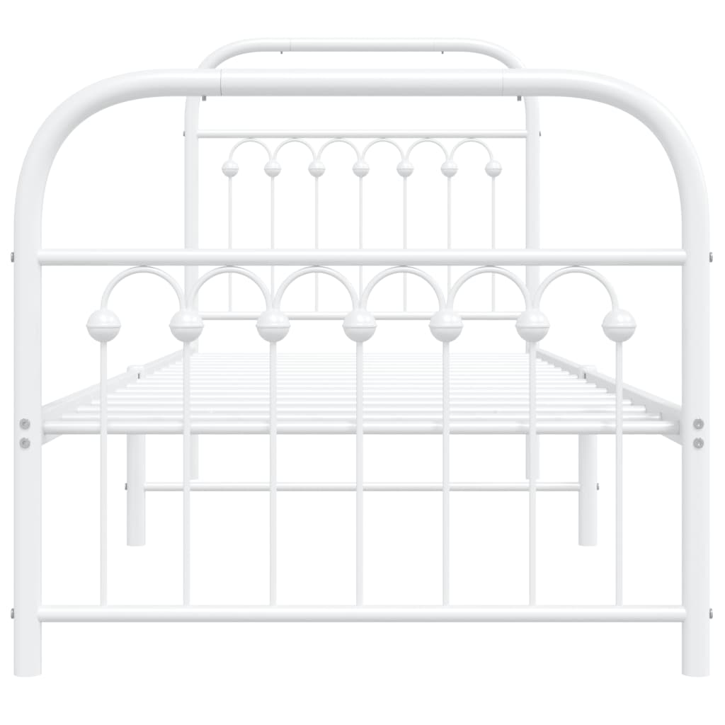Metal Bed Frame without Mattress with Footboard with Headboard & Footboard White 75 cm 190 cm