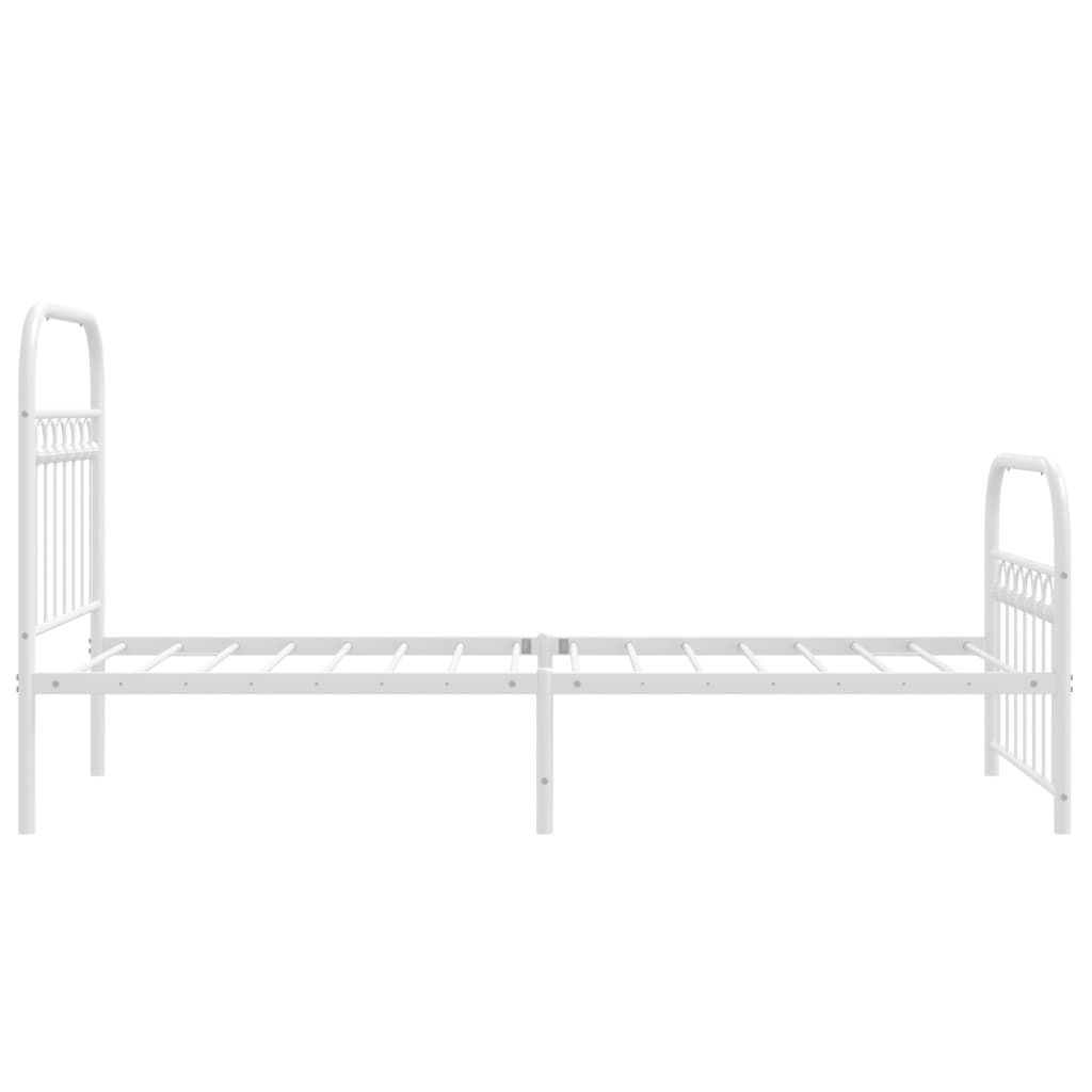 vidaXL Metal Bed Frame without Mattress with Footboard White 75x190cm 5