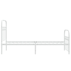 vidaXL Metal Bed Frame without Mattress with Footboard White 75x190cm 5