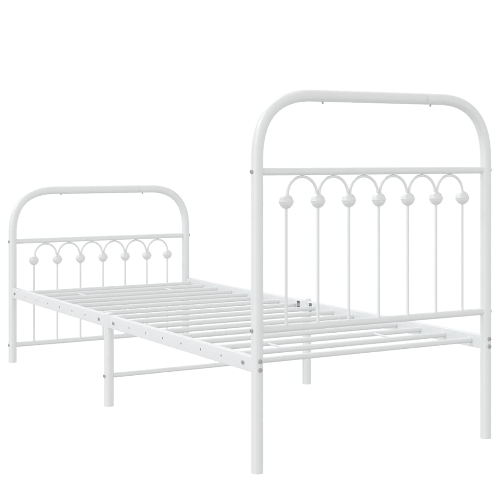 Metal Bed Frame without Mattress with Footboard with Headboard & Footboard White 75 cm 190 cm