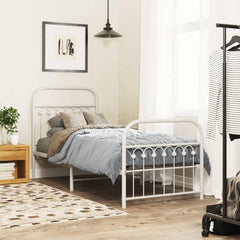 Metal Bed Frame without Mattress with Footboard with Headboard & Footboard White 80 cm 200 cm