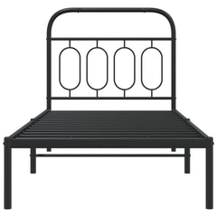Metal Bed Frame without Mattress with Headboard Black 90 cm 190 cm