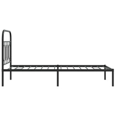 Metal Bed Frame without Mattress with Headboard Black 90 cm 190 cm
