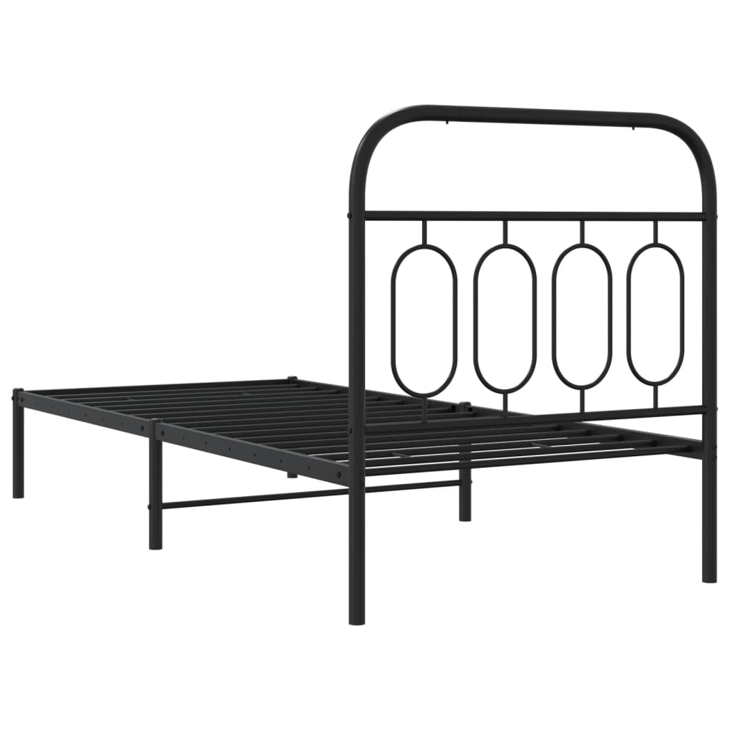 Metal Bed Frame without Mattress with Headboard Black 90 cm 190 cm