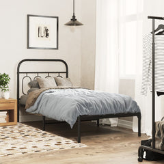 Metal Bed Frame without Mattress with Headboard Black 90 cm 190 cm