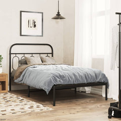 Metal Bed Frame without Mattress with Headboard Black 100 cm 190 cm