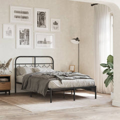 Metal Bed Frame without Mattress with Headboard Black 120 cm 190 cm