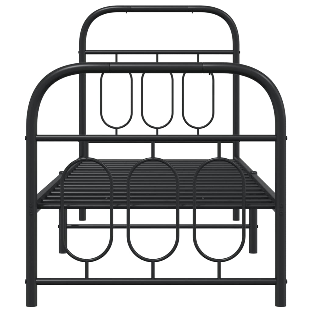 Metal Bed Frame without Mattress with Footboard with Headboard & Footboard Black 75 cm 190 cm