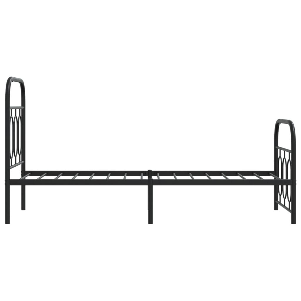 Metal Bed Frame without Mattress with Footboard with Headboard & Footboard Black 75 cm 190 cm