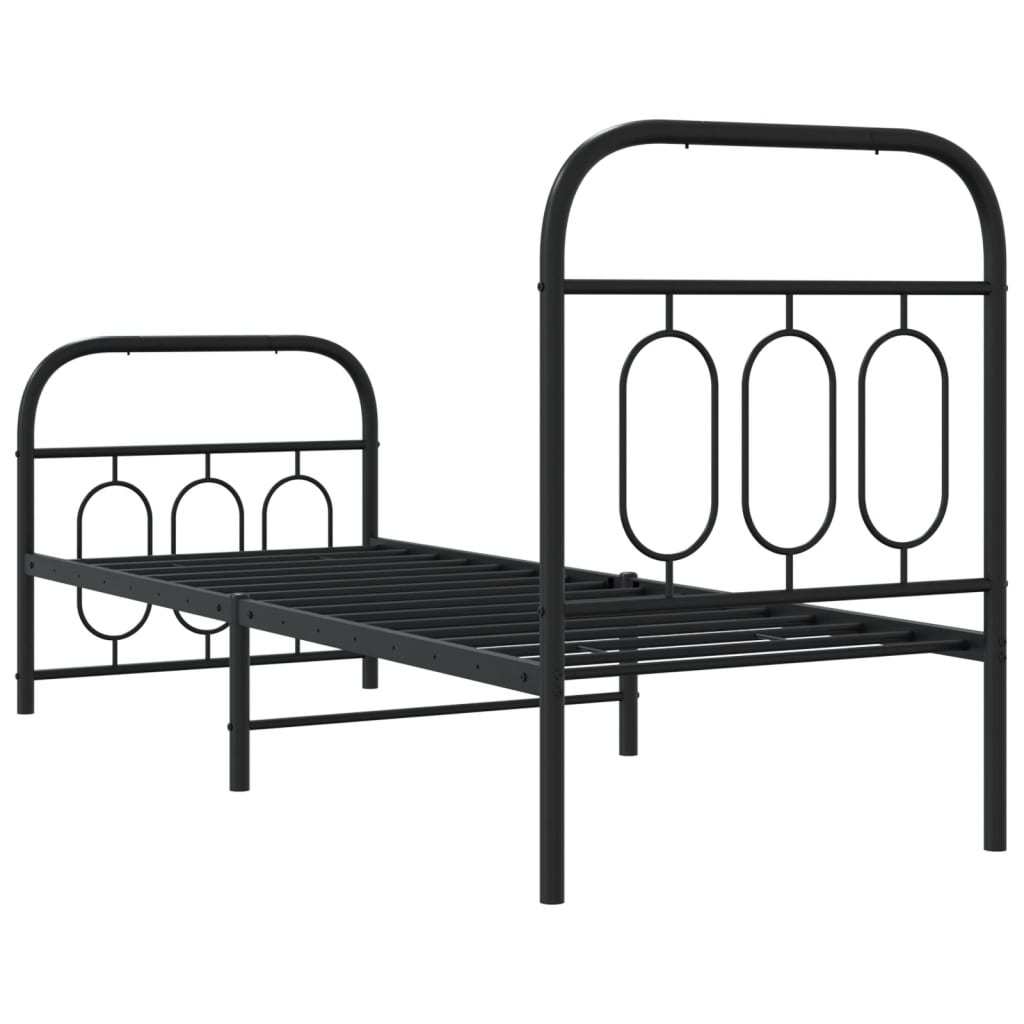 Metal Bed Frame without Mattress with Footboard with Headboard & Footboard Black 75 cm 190 cm