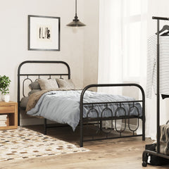 Metal Bed Frame without Mattress with Footboard with Headboard & Footboard Black 80 cm 200 cm