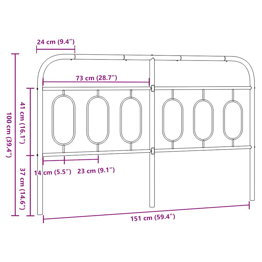 vidaXL Metal Replace Headboard Black 150 cm 6