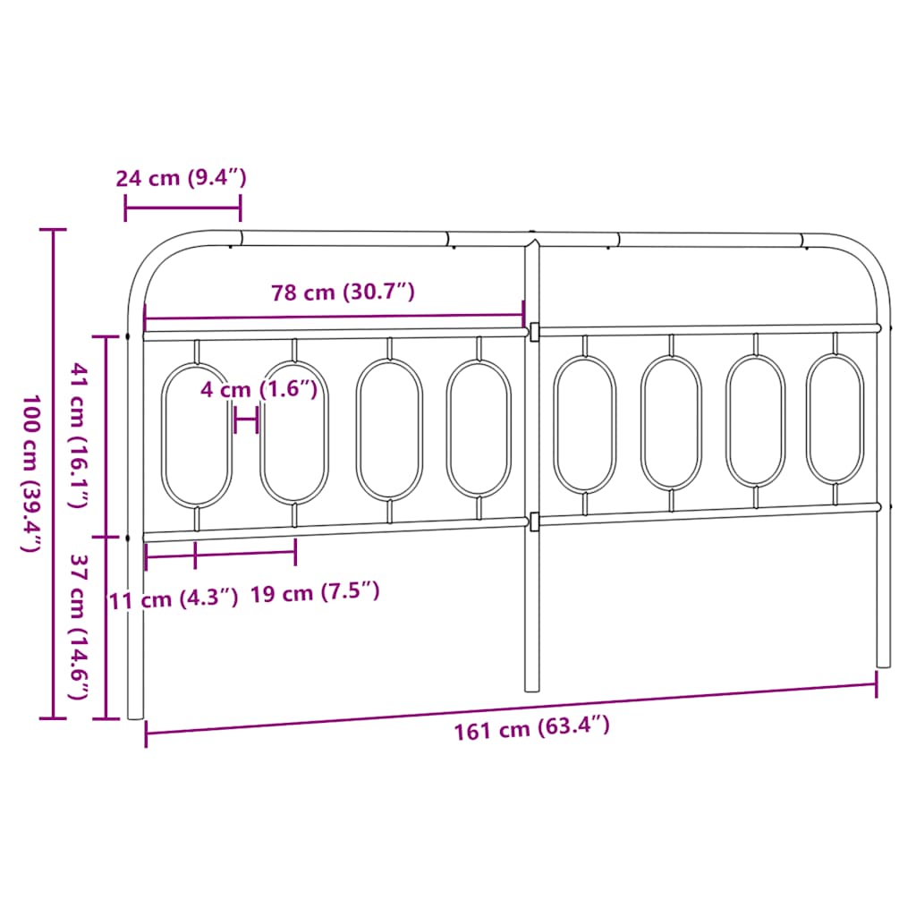 vidaXL Metal Replace Headboard Black 160 cm 6