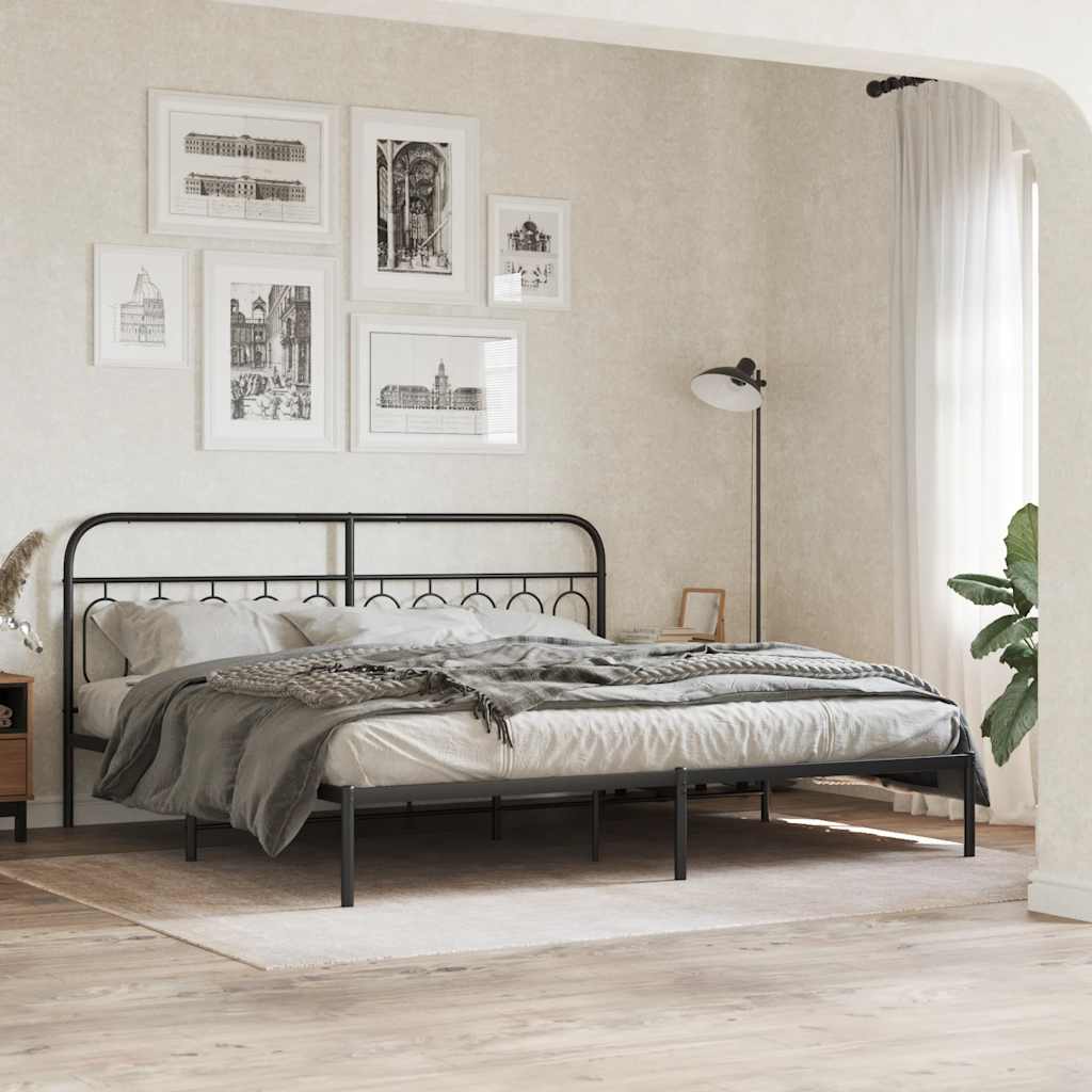 vidaXL Metal Replace Headboard Black 200 cm 3