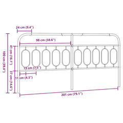vidaXL Metal Replace Headboard Black 200 cm 6