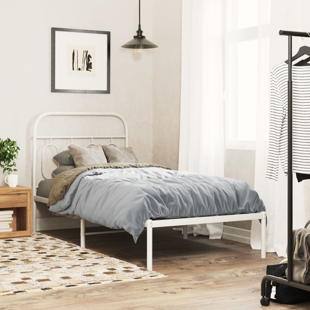 vidaXL Metal Bed Frame without Mattress With headboard White