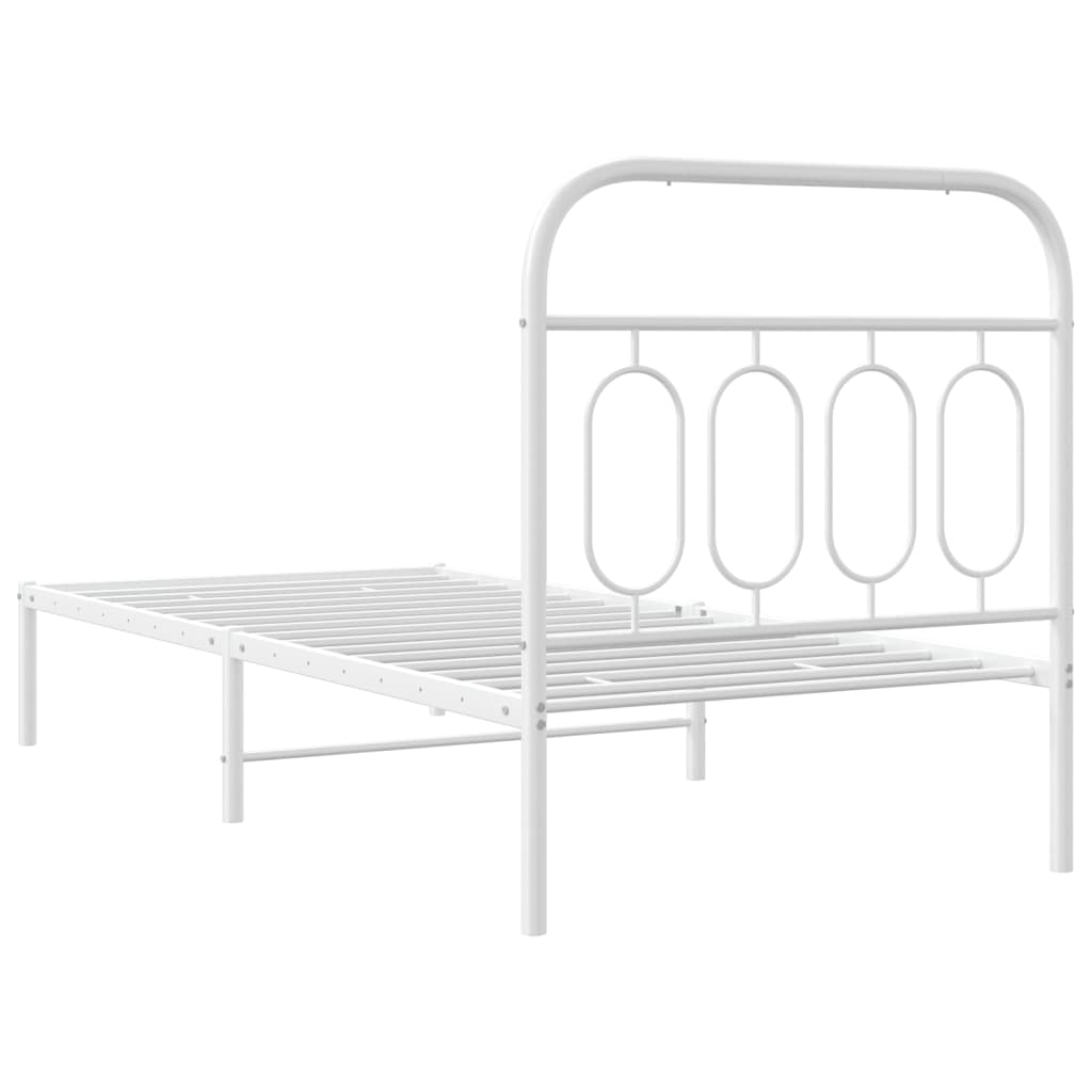 vidaXL Metal Bed Frame without Mattress with Headboard White 90x190cm 6