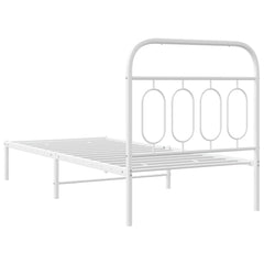 vidaXL Metal Bed Frame without Mattress with Headboard White 90x190cm 6