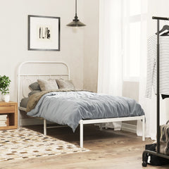 vidaXL Metal Bed Frame without Mattress With headboard White