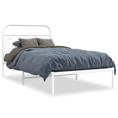 vidaXL Metal Bed Frame without Mattress with Headboard White 107x203cm 2