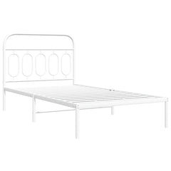 vidaXL Metal Bed Frame without Mattress with Headboard White 107x203cm 3
