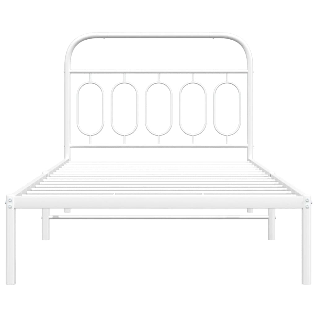 vidaXL Metal Bed Frame without Mattress with Headboard White 107x203cm 4