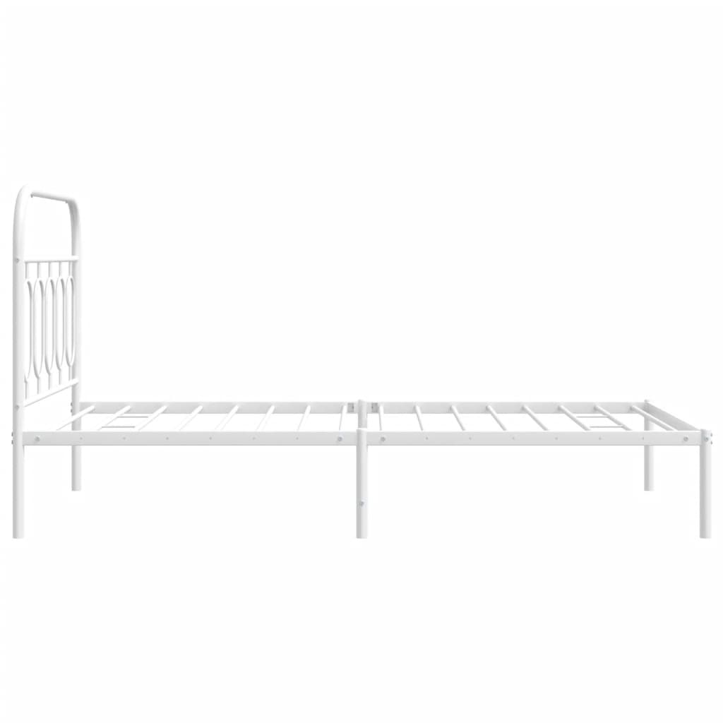 vidaXL Metal Bed Frame without Mattress with Headboard White 107x203cm 5