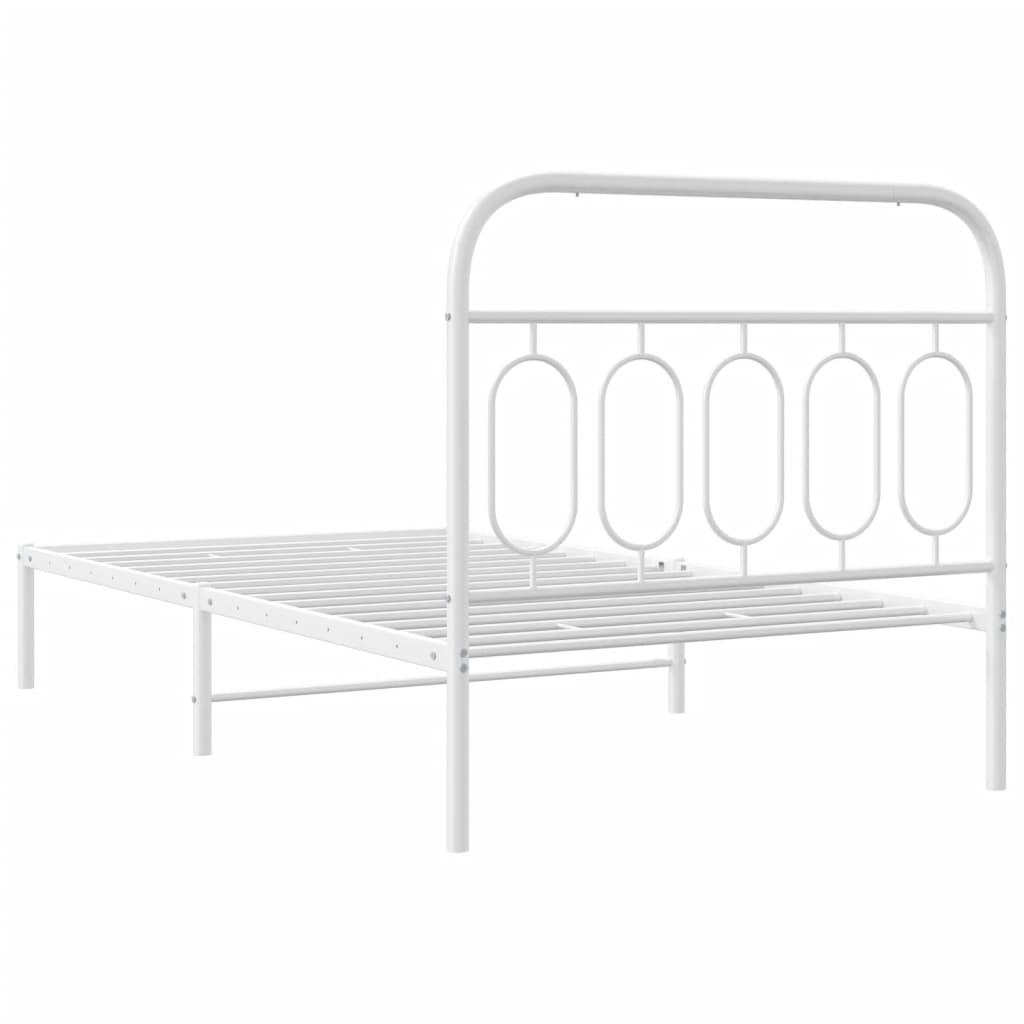 vidaXL Metal Bed Frame without Mattress with Headboard White 107x203cm 6