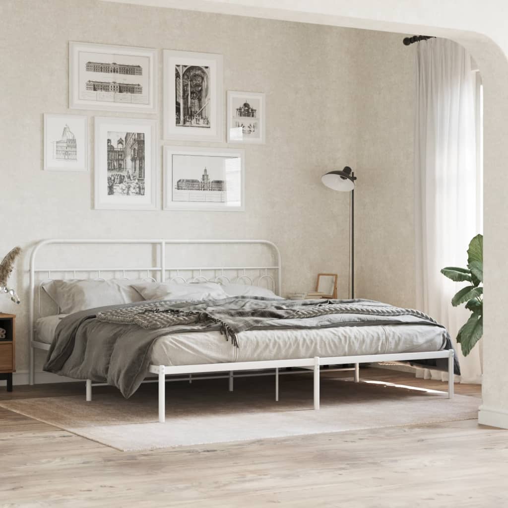 vidaXL Metal Bed Frame without Mattress With headboard White