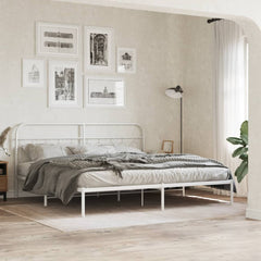 vidaXL Metal Bed Frame without Mattress With headboard White