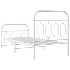 vidaXL Metal Bed Frame without Mattress with Footboard White 80x200cm 6