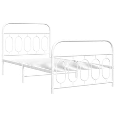 vidaXL Metal Bed Frame without Mattress with Footboard White 100x190cm 3