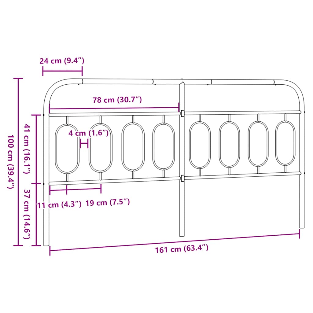 vidaXL Metal Replace Headboard White 160 cm 6