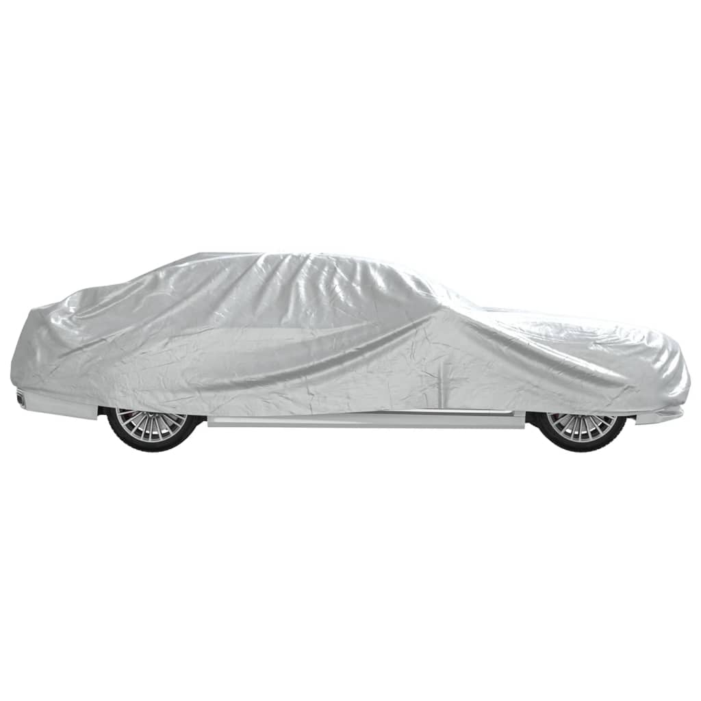 vidaXL Car Cover for Sedan with Buckle Straps Full Silver XL PEVA 6