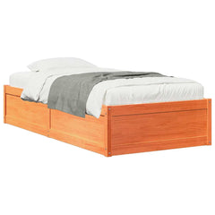 vidaXL Bed Frame without Mattress Wax Brown 75x190 cm Small Single Solid Wood Pine 2