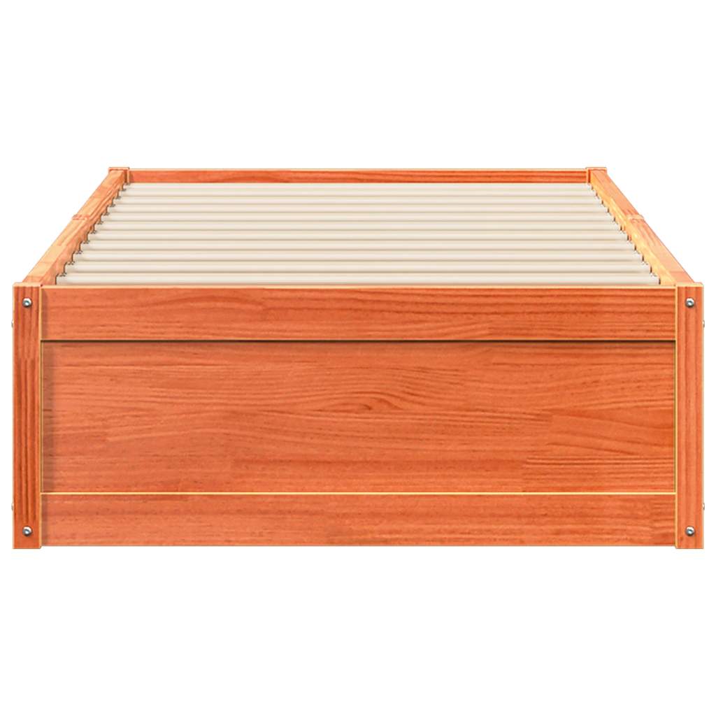 vidaXL Bed Frame without Mattress Wax Brown 75x190 cm Small Single Solid Wood Pine 4