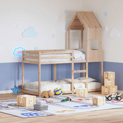 Kids' Bed Roof Solid Wood Pine Width 55 cm Natural 139.5 cm 99 cm