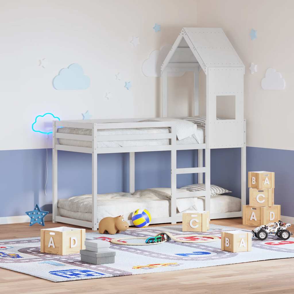 Kids' Bed Roof Solid Wood Pine Width 55 cm White 139.5 cm 99 cm
