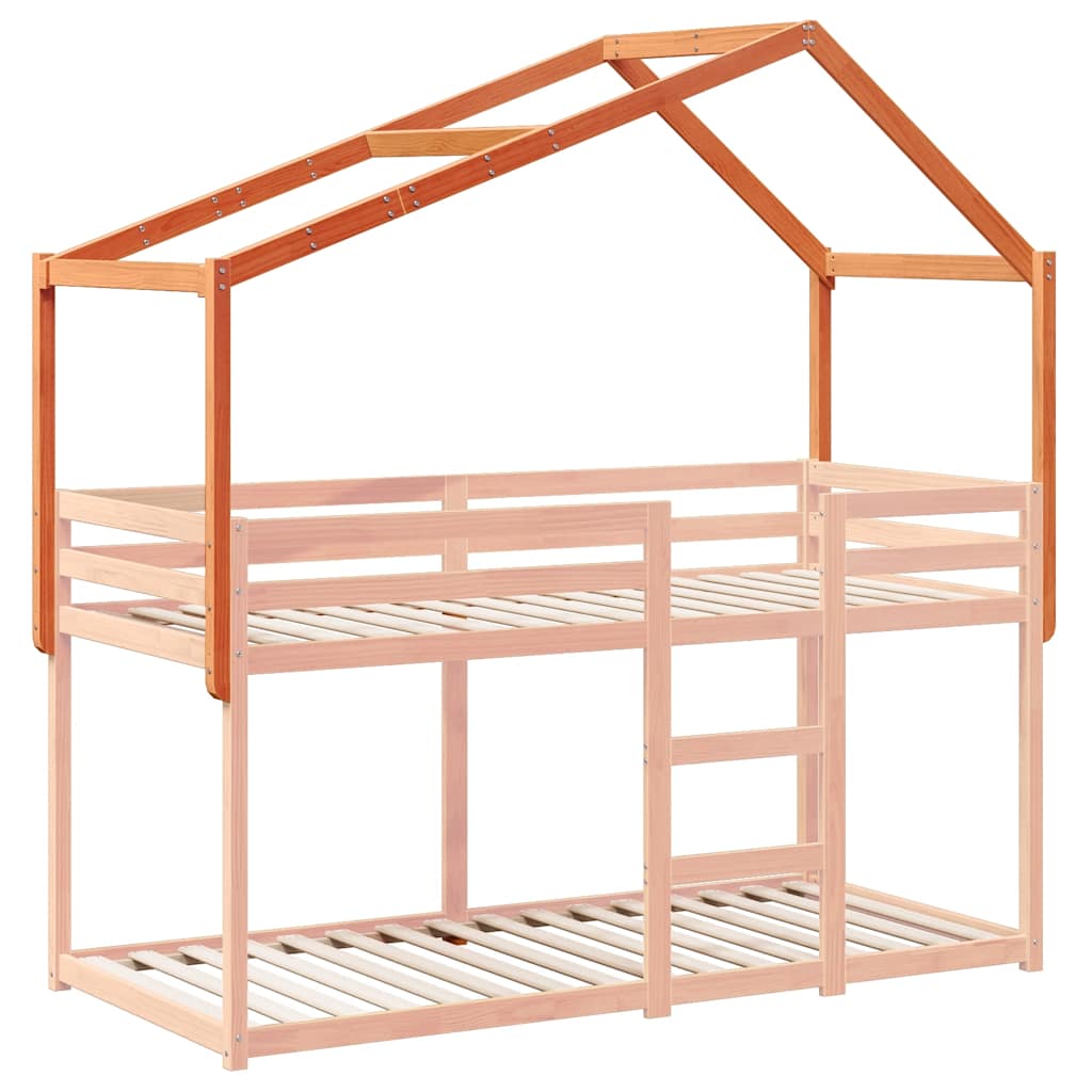 vidaXL Kids' Bed Roof Wax Brown 203x80.5x142 cm Solid Wood Pine 3